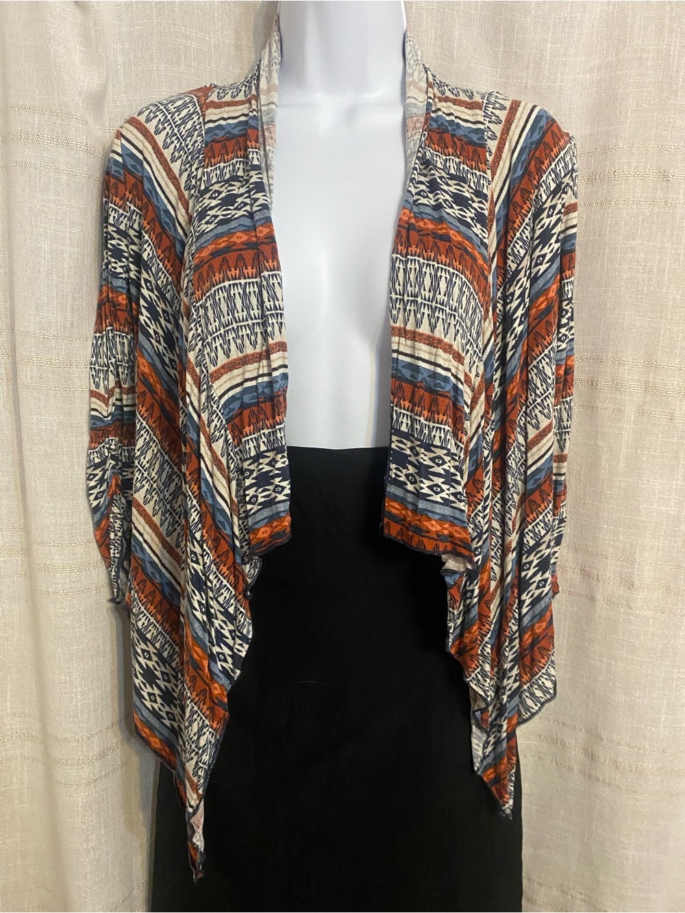 About a Girl Cardigan XS Southwestern Aztec Geometric Drape Made in USA
